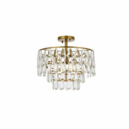 ELEGANT LIGHTING Elegant Lighting  16 in. Mila Flush Mount in Brass 1103F16BR